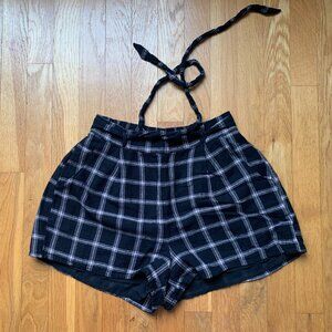 American Eagle Plaid Shorts Black Brown White Womens XS